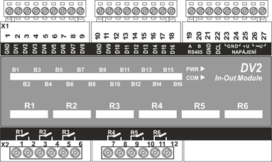 DV2: binární vstupně výstupní externí modul